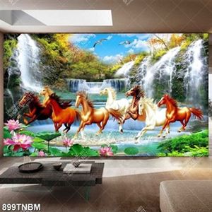 Tranh bát mã bên thác nước đẹp nhất