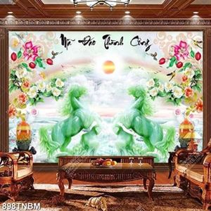 Tranh đá giả ngọc mã đáo thành công in uv