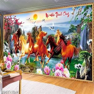 Tranh son thủy bát mã trang trí nội thất file gốc