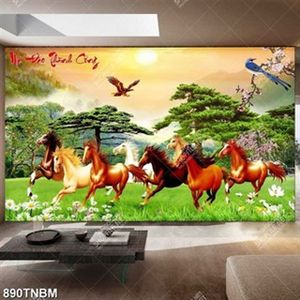 Tranh phong cảnh bát mã và đại bàng đẹp