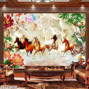 Tranh bát mã nền giả ngọc chất lượng cao