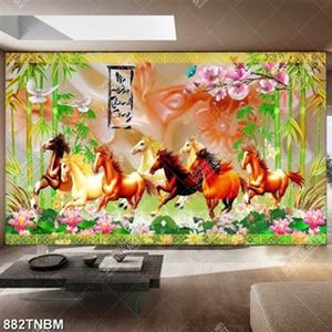 Tranh giả ngọc bát mã và hoa sen in uv