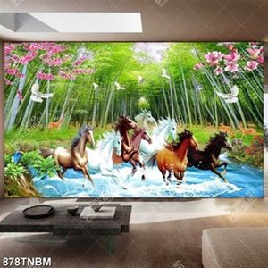 Tranh bát mã bên rừng tre file gốc