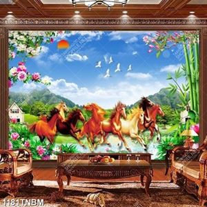 Tranh bát mã truy phong khỗ ngang in kính