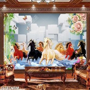 Tranh 3D bát mã khỗ ngang decor tường