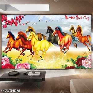 Tranh sơn dầu mã đáo thành công khổ ngang