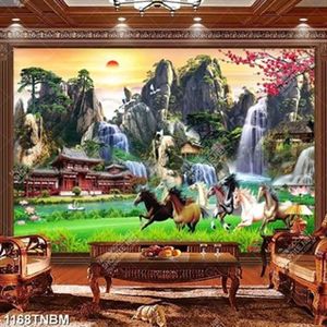 Tranh phong cảnh bát mã bên ngôi đền in uv