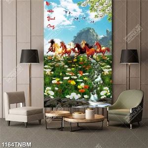 Tranh đàn ngựa trên vườn hoa đẹp nhất