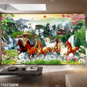 Tranh sơn thủy mã đáo thành công in uv