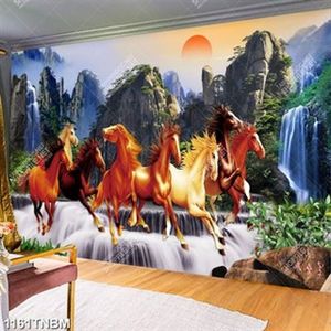 Tranh bát mã trên thác nước in uv