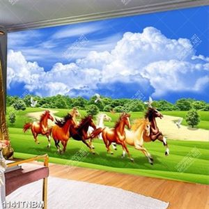 Tranh đàn ngựa trên thảo nguyên xanh