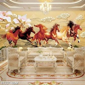 Tranh 3D bát mã và hoa chất lượng cao