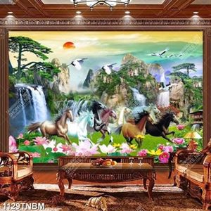 Tranh đàn ngựa bên sông nước file gốc