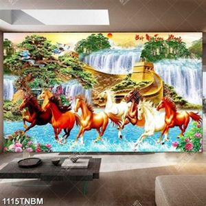 Tranh kim tiền bát mã truy phong in uv