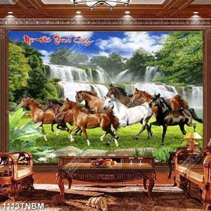 Tranh thác nước decor dàn ngựa chât lượng cao