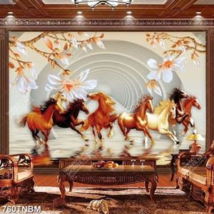 Tranh bát mã trên mặt nước đẹp in uv