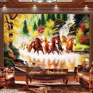 Tranh sơn dầu bát mã trong núi rừng nghệ thuật chất lượng cao