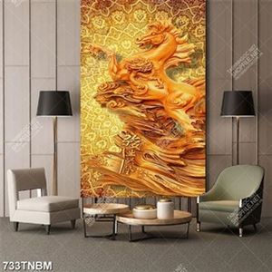 Tranh ngựa điêu khắc gỗ đẹp trang trí tường