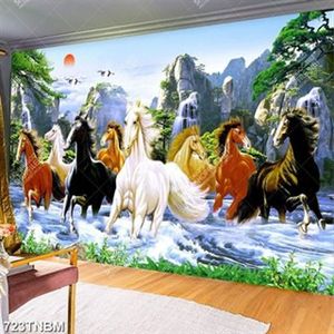 Tranh bát mã bên thác nước đẹp nhất