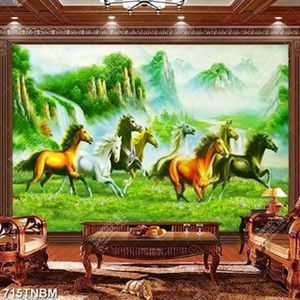 Tranh bát mã sơn dầu đẹp nghệ thuật in uv