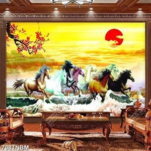 Tranh sơn dầu bát mã nghệ thuật in uv đẹp nhất