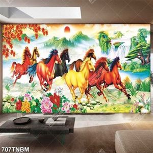 Tranh sơn dầu bát mã nghệ thuật file gốc