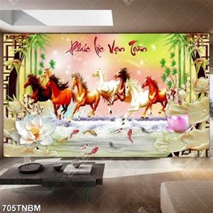 Tranh bát mã phúc lộc vẹn toàn in 3D