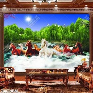 Tranh sơn dầu bát mã truy phong rừng cây