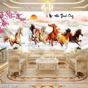 Tranh cành đào bát mã đẹp treo tường phòng khách