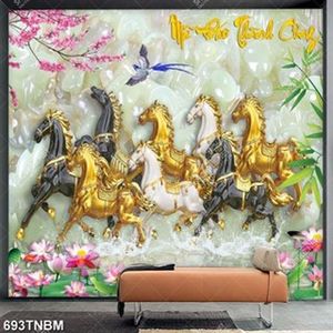 Tranh bát mã giả ngọc 3D