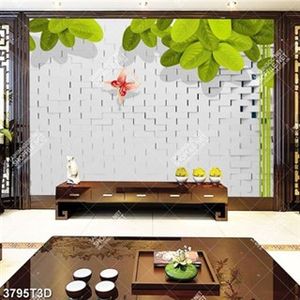 Tranh bếp lá cây và bướm trên nền gạch đẹp nhất