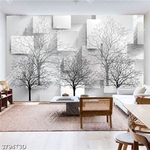 Tranh dán tường cây decor phong cách hiện đại