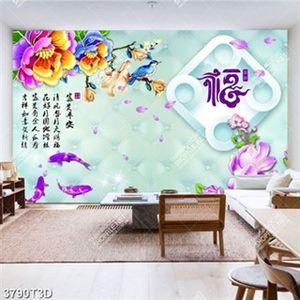 Tranh trang trí nội thất hoa mộc lan cá chép và chữ hán in kính