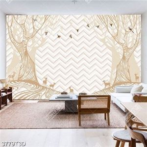 Tranh trang trí tường nai và chim hiện đại