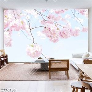 Tranh file psd trang trí phòng khách hoa anh đào nở rộ