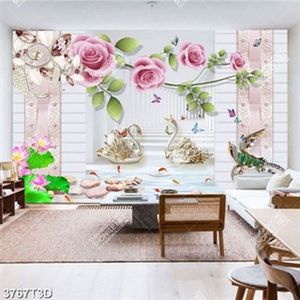 Tranh 3D hoa hồng và bướm in kính file psd