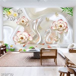 Tranh lụa thiên nga và cá chép đẹp in uv file psd