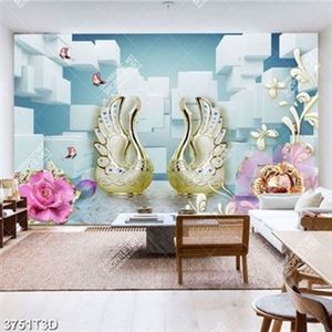 Tranh 3D đôi thiên nga sang trọng trang trí nội thất