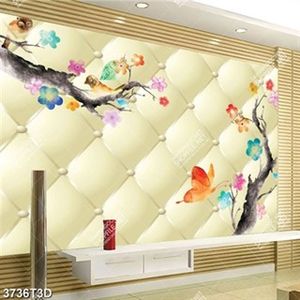 Tranh file psd dán tường hoa và chim nghệ thuật