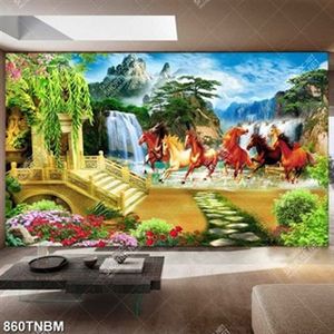 Tranh decor bát mã truy phong chất lượng cao in uv