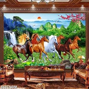 Tranh trang trí nội thất bát mã bên phong cảnh đẹp nhất file gốc