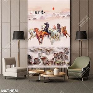 Tranh sơn dầu bát mã truy phong decor phòng khách