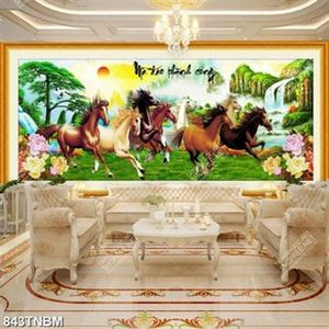 Tranh sơn dầu decor mã đáo thành công file gốc