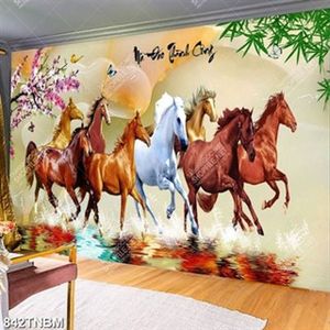 Tranh gắn tường mã đáo thành công trên nền đá giả ngọc