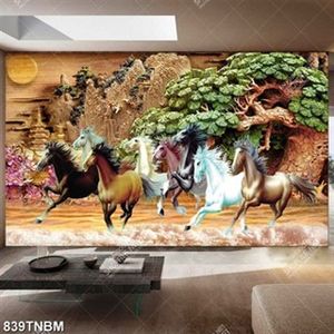 Tranh đá 3D bát mã truy phong in kính