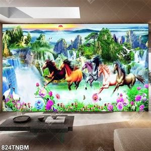 Tranh gắn tường bát mã sơn thủy chất lượng cao