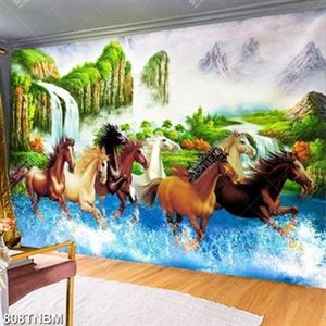 Tranh bát mã vượt thác nước chất lượng cao