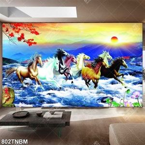 Tranh bát mã vượt con nước chất lượng cao