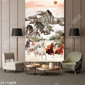 Tranh decor phòng khách bát mã file PSD