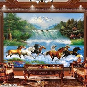 Tranh sơn dầu trang trí phòng khách mã đáo thành công file gốc